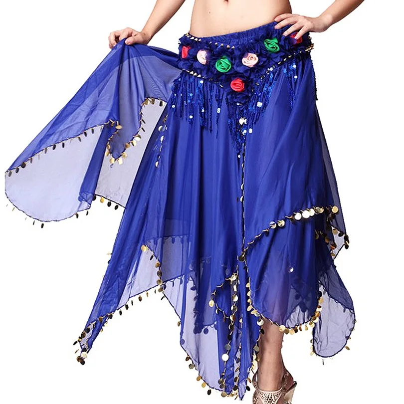 

Woman New Belly Dance Skirt Ladies Belly Dancing Skirt Women Indian Dance Dress Sequin Bottom Performance Costume Chiffon Colors