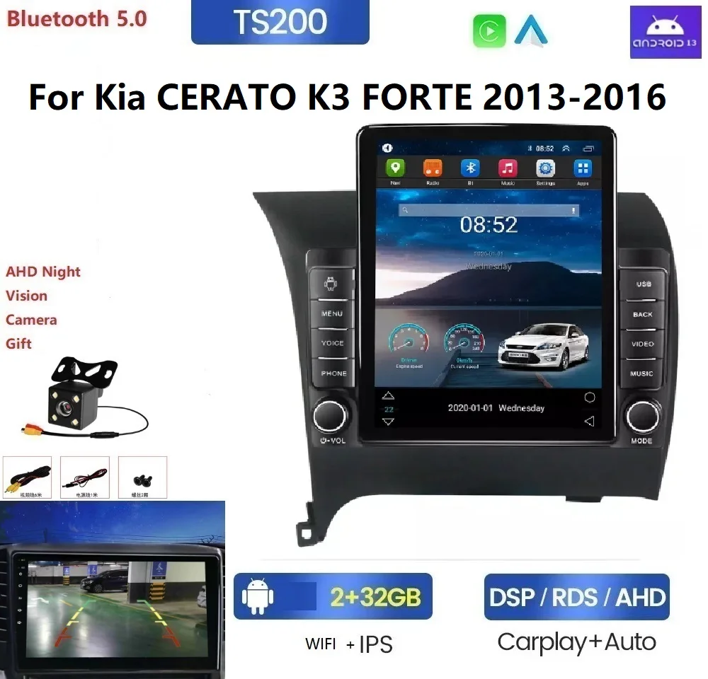 Android IPS 2.5D экран DSP радио для Kia CERATO K3 FORTE 2013-2016 4 + 64G 4G LTE Wifi GPS BT стерео видео