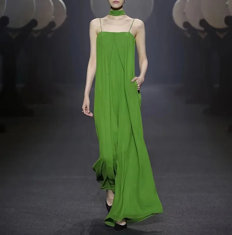 

Женский свободный комбинезон на бретельках, элегантный повседневный зеленый комбинезон на лето, 2023