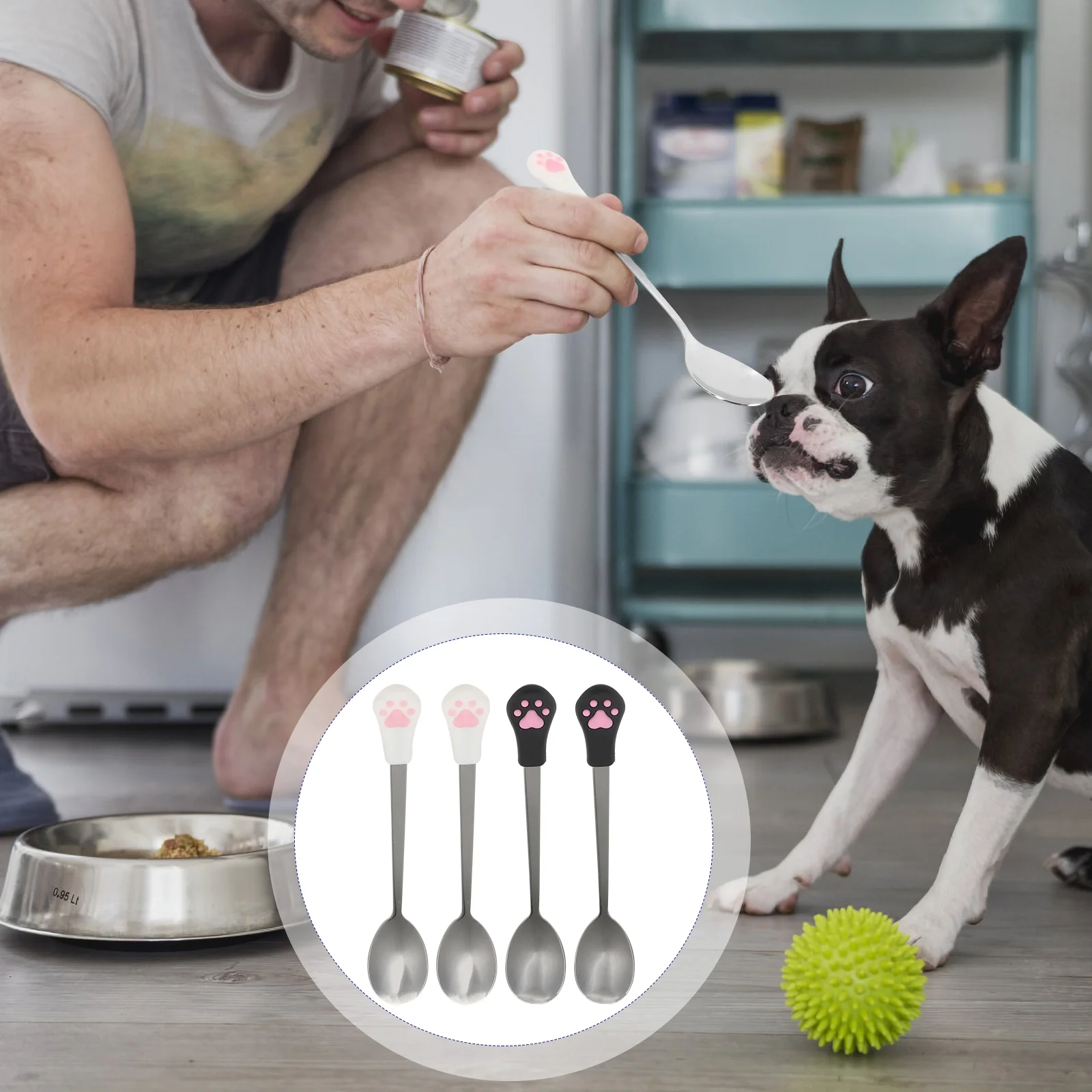 

4 Pcs Vintage Spoons Can Spoon Coffee Stirring Spoon Pet Supplies Stainless Steel Spoon Cute Spoons Meatball Cat Paw Spoon