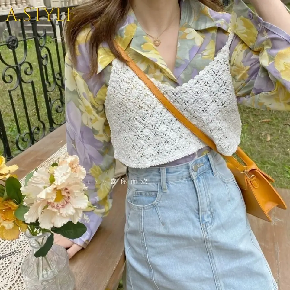 

A GIRLS Camisole Women Fashion All-match Simple Cropped Tops Sexy Korean Style Sweet Lovely Elegant Vintage Student Mujer Summer