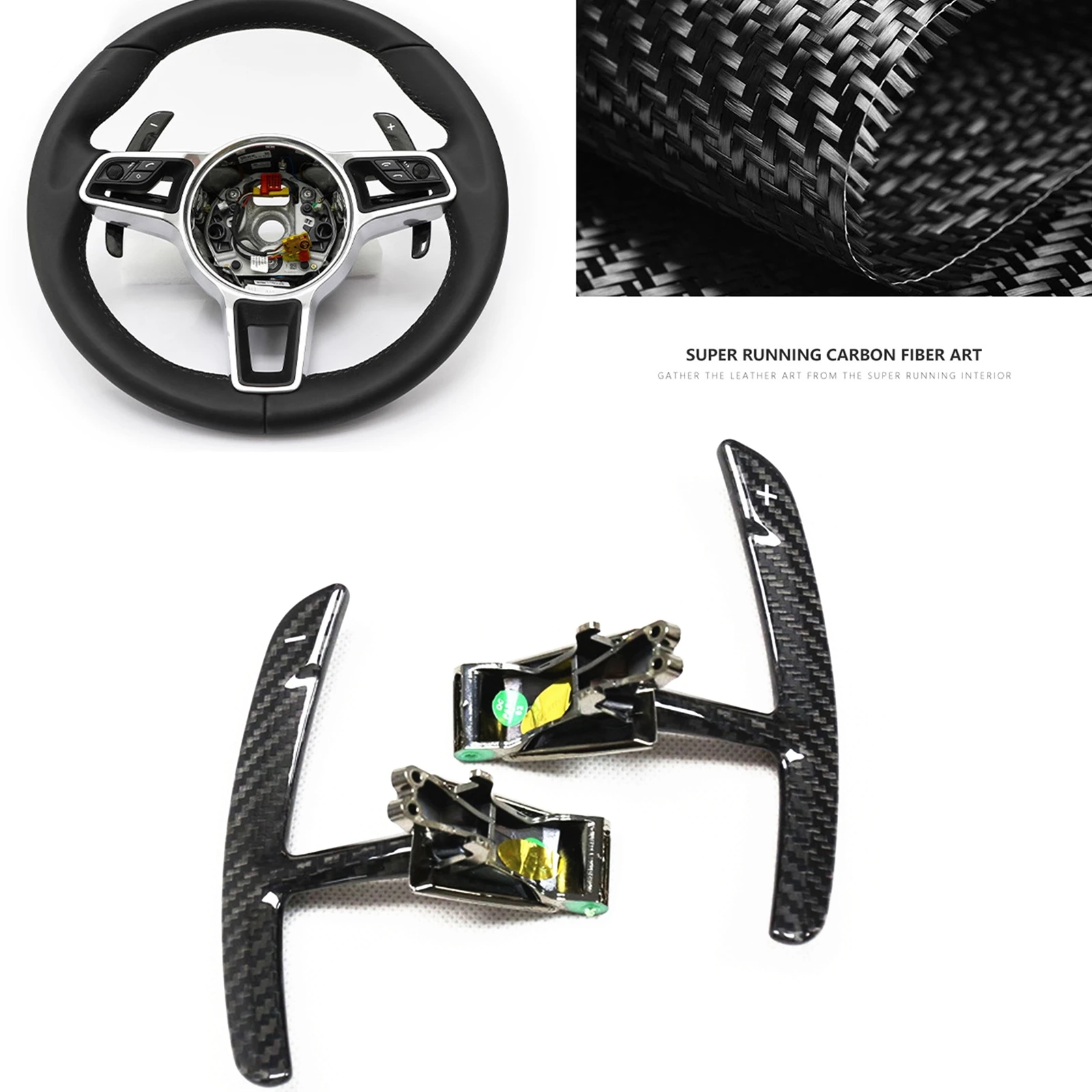 

Черное Автомобильное рулевое колесо из углеродного волокна, рычаг переключения передач для Porsche 718 Panamera Macan Cayenne