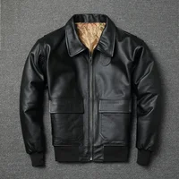 Free shipping.Mens classic A2 genuine leather Jacket,quality vintage flight leather coat.Plus size bomber leather clothes