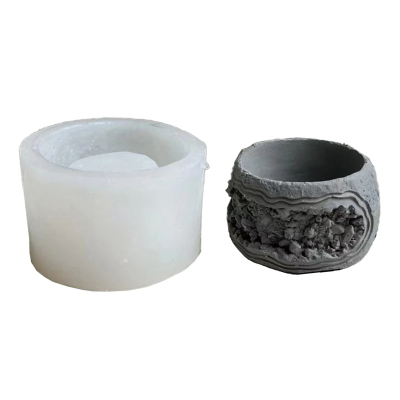 

Round Geometric Flowerpot Mold Silicone Resin Molds Ornament Silicone Mold for Making Succulent Plants Flower Pot T8DE