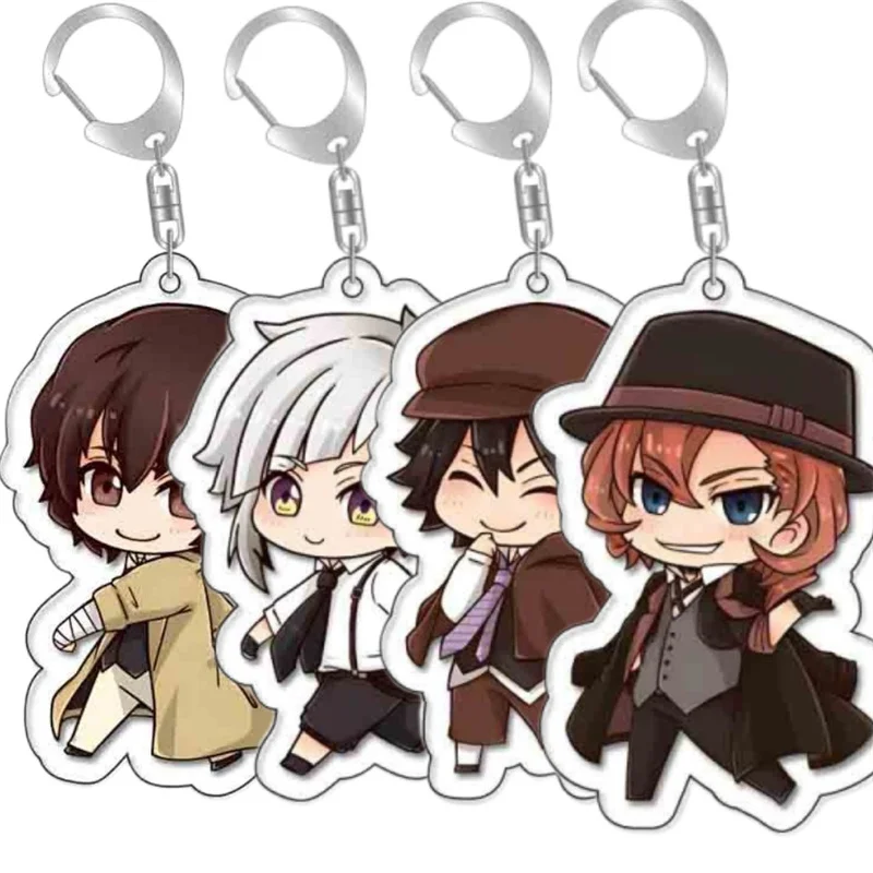 

Anime Bungou Stray Dogs Keychain Atsushi Nakajima Dazai Key Chain for Women Accessories Cute Bag Pendant Key Ring for Fans Gift