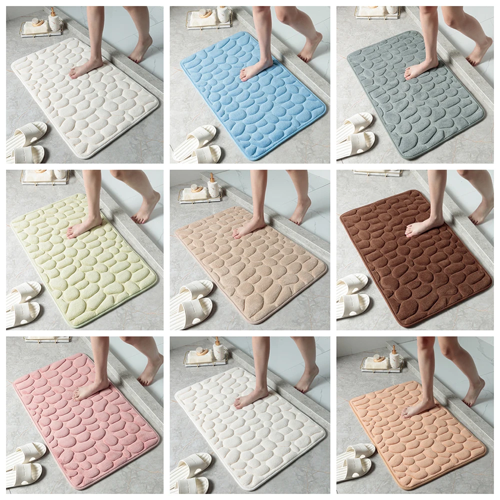 

Cobblestone Embossed Bathroom Bath Mat Non-slip Carpets In Wash Basin Bathtub Side Floor Rug Shower Room Doormat Memory Foam Pad