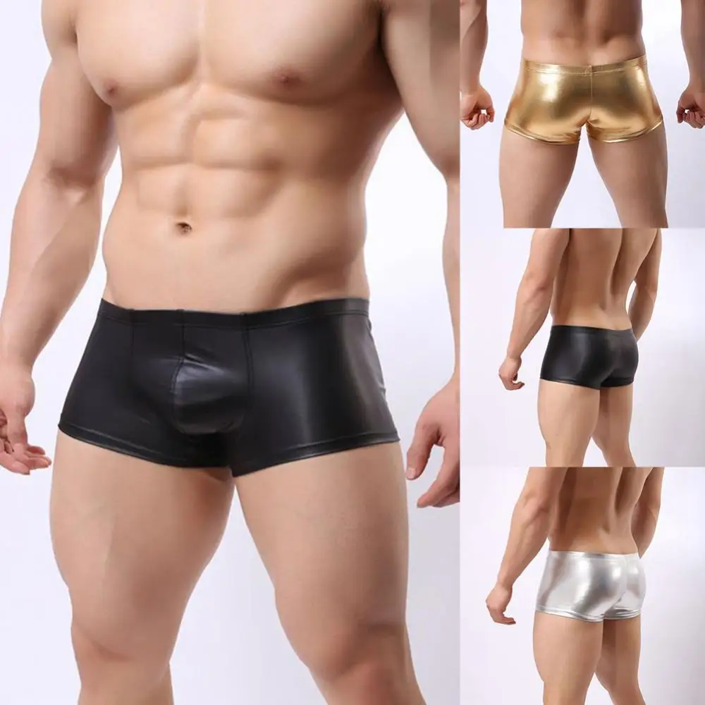 Боксеры мужские из лакированной искусственной кожи модное Клубное нижнее белье