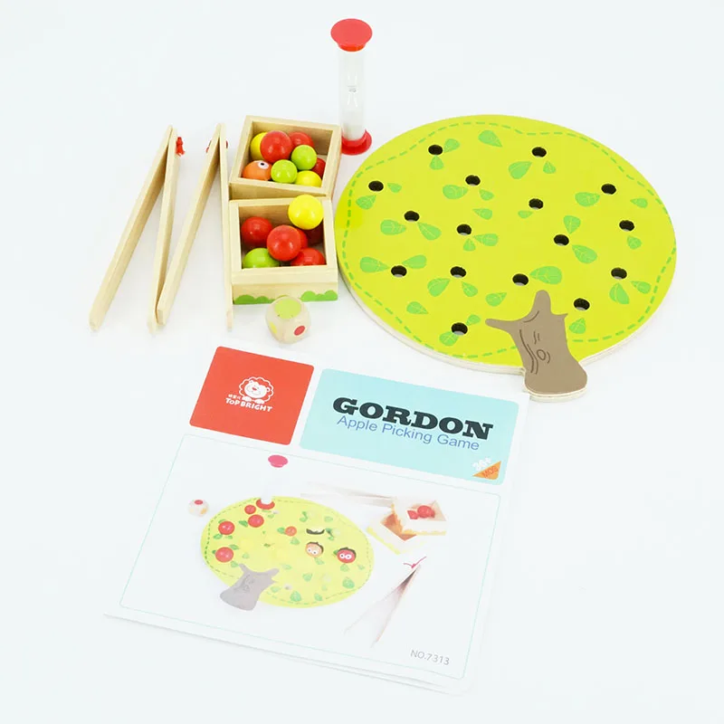 

Candice guo educational wooden toy montessori fruit tree clip ball hand-eye coordination apple picking game birthday gift 1pc