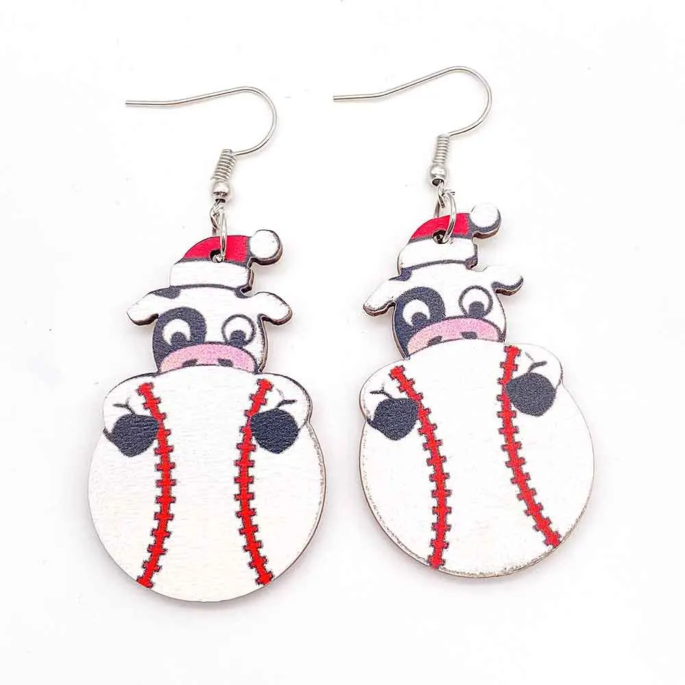 Рождественские деревянные серьги в виде деда мороза регби спортивные поклонники
