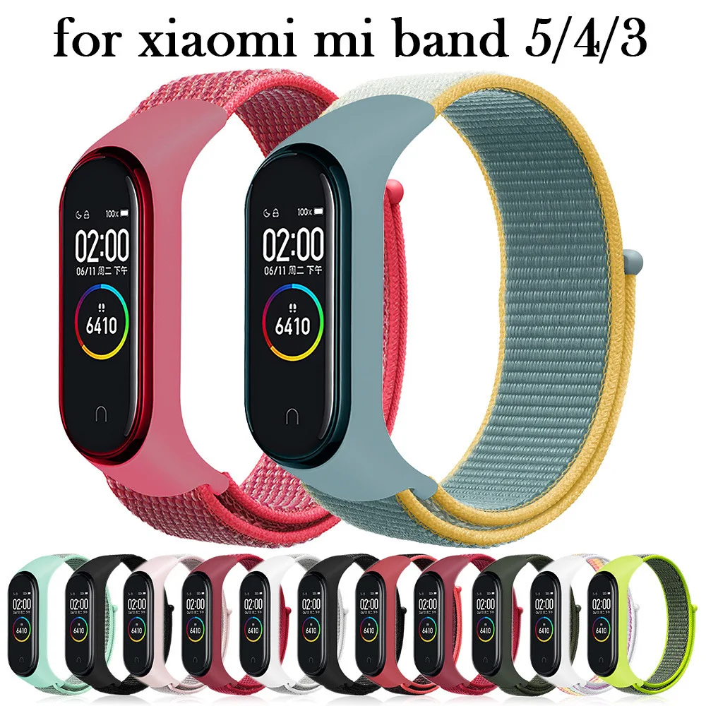 

Ремешок нейлоновый для Xiaomi Mi Band 4 3 5, спортивный Воздухопроницаемый браслет-петля для Miband 3 4 5, Сменные аксессуары