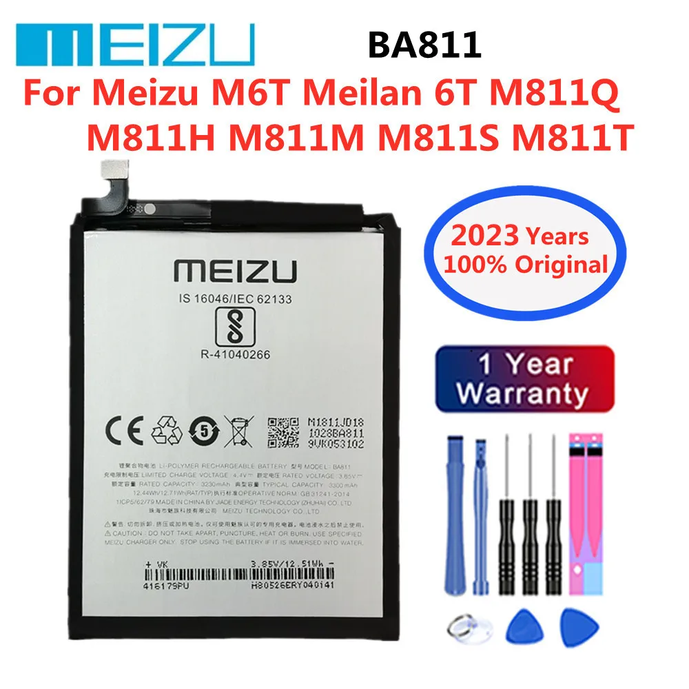 2023 год, 100% Новый оригинальный аккумулятор 3300 мАч BA811 для Meizu M6T Meilan 6T M811Q M811H M811M M811S M811T, батареи для телефона, батарея