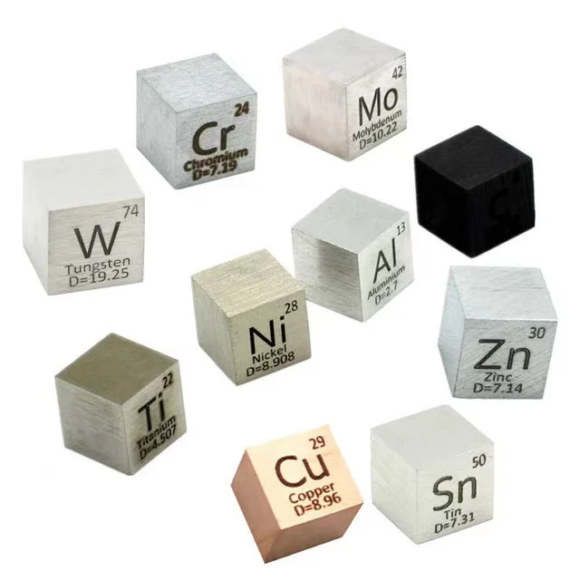 

Металлический куб 10 мм из углеродного алюминия, титана, хрома, железа, никеля, меди, цинка, олова, молибдена, вольфрама