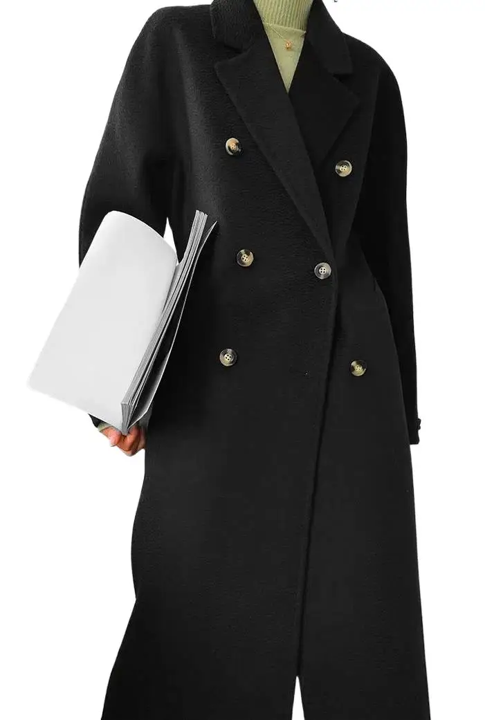

Женская одежда 2023, двустороннее кашемировое пальто, Кашемировое шерстяное пальто с волнистым узором, новинка на осень и зиму