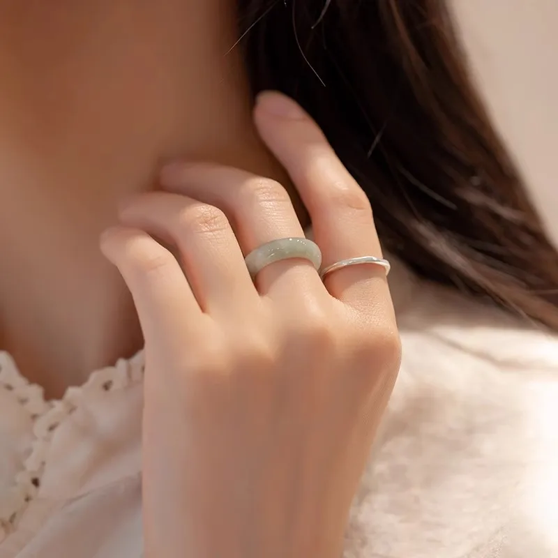 Натуральный нефрит нефритовое кольцо ледяное клейкое снежинка хлопковое для