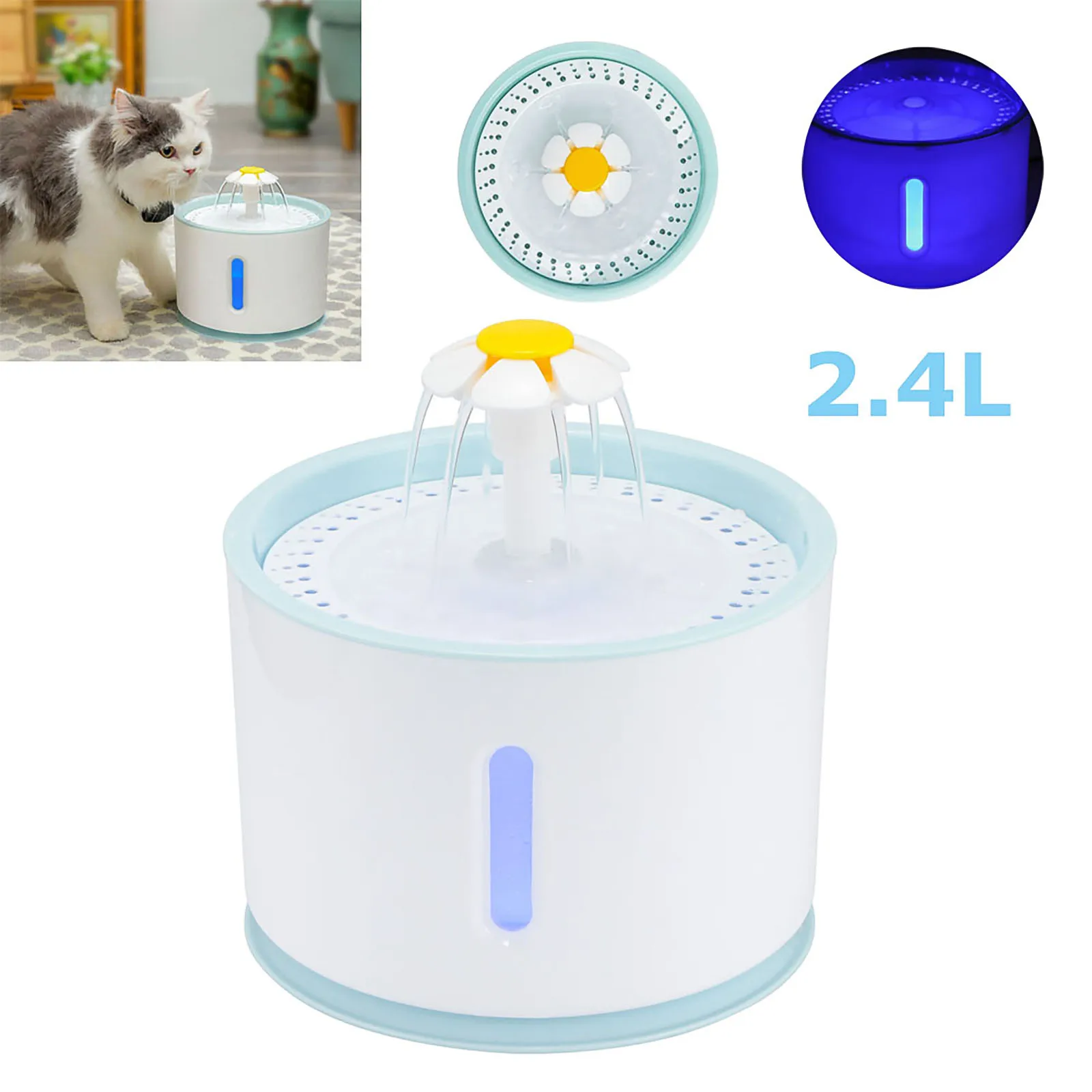 

Cat Water Fountain Pet Cat Food Bowl Automatic Feeder Dog Drink Bowl Active Carbon Filter 2.4L USB Dogs Cats Mute Drinker Feeder