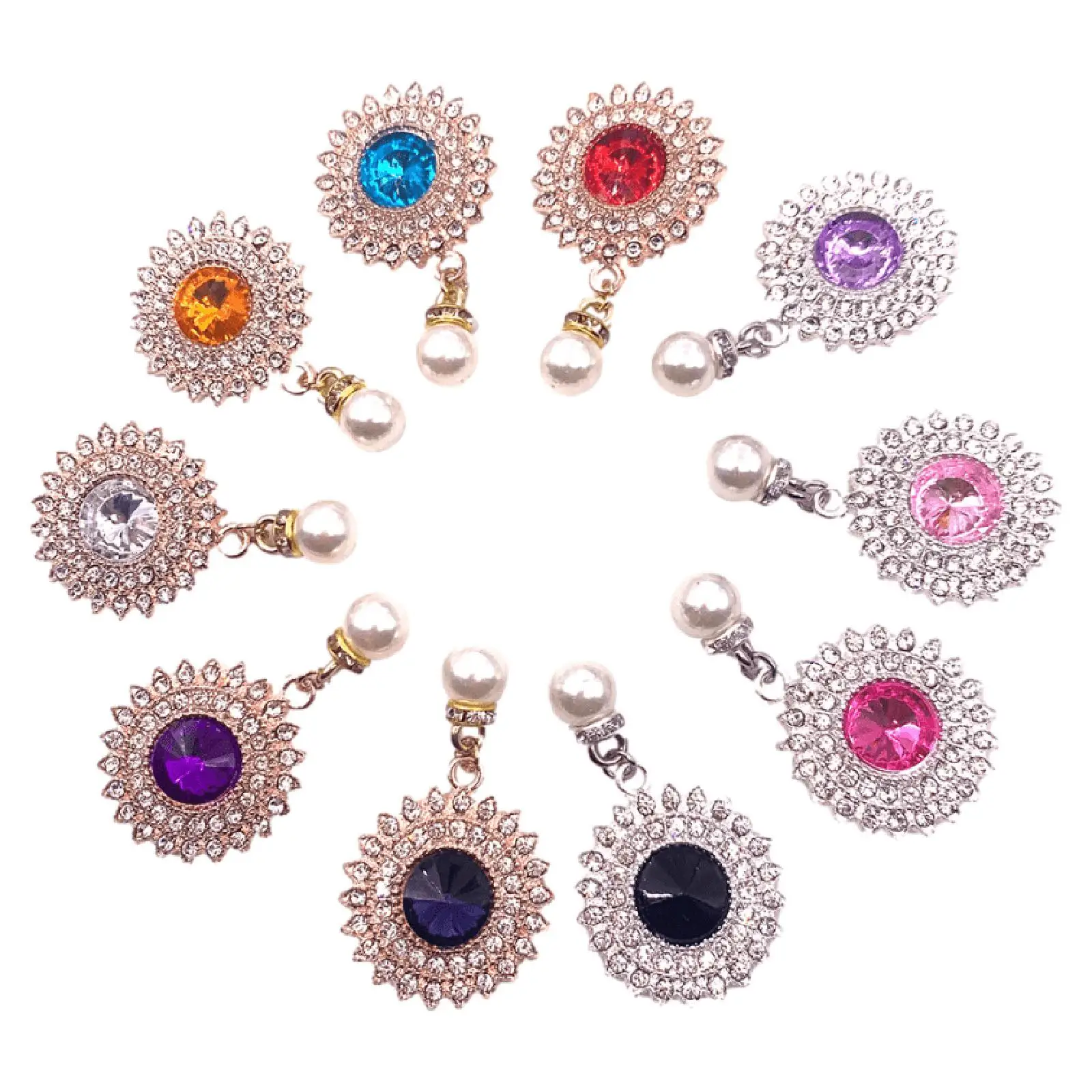 

10Pcs Rhinestone Pendants Rhinestone Buttons Alloy 24mm Handmade Accessories for Clothes Supplies Bags Sewing Hair Accessory