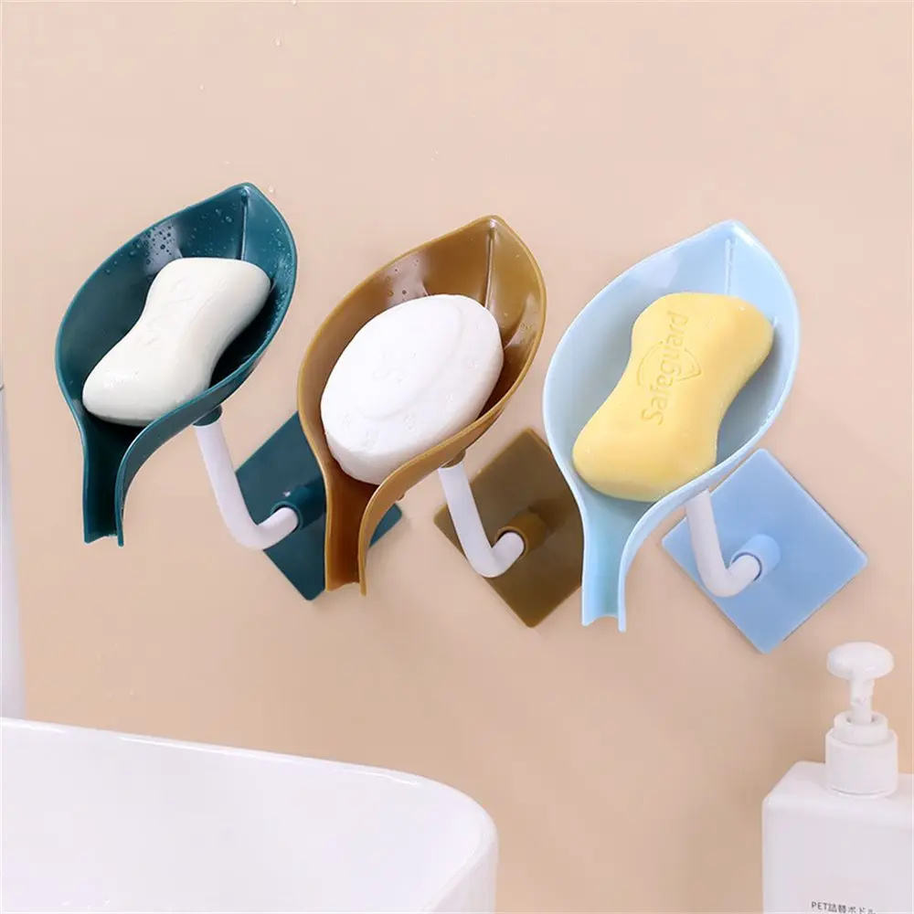 

Plastic Kitchen Tool Organizer Shower Leaf Shape Soap Box Sponge Tray Soap Dish Soap Holder Storage Box
