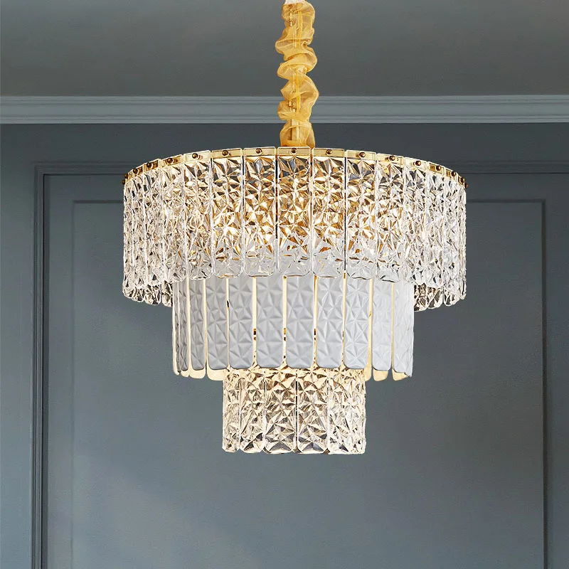 

Designer high-end living room round crystal chandelier personality atmospheric post-modern dining room American bedroom villa la