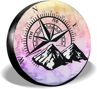 delumie mountain compass spare wheel tire covers rv spare tire cover protectors weatherproof camping happy camper trailer suv tr