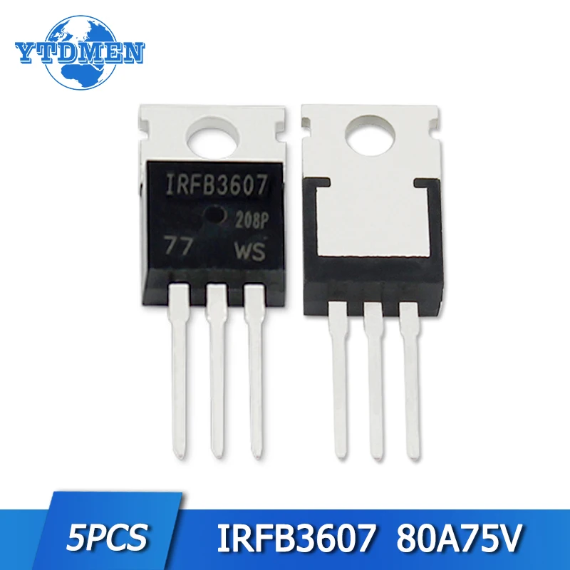 

5pcs IRFB3607 MOSFET 80A 75V Transistor set TO-220 Electronic Component 3607PBF IRFB3607PBF N-Channel MOS TO220 Transistors kit