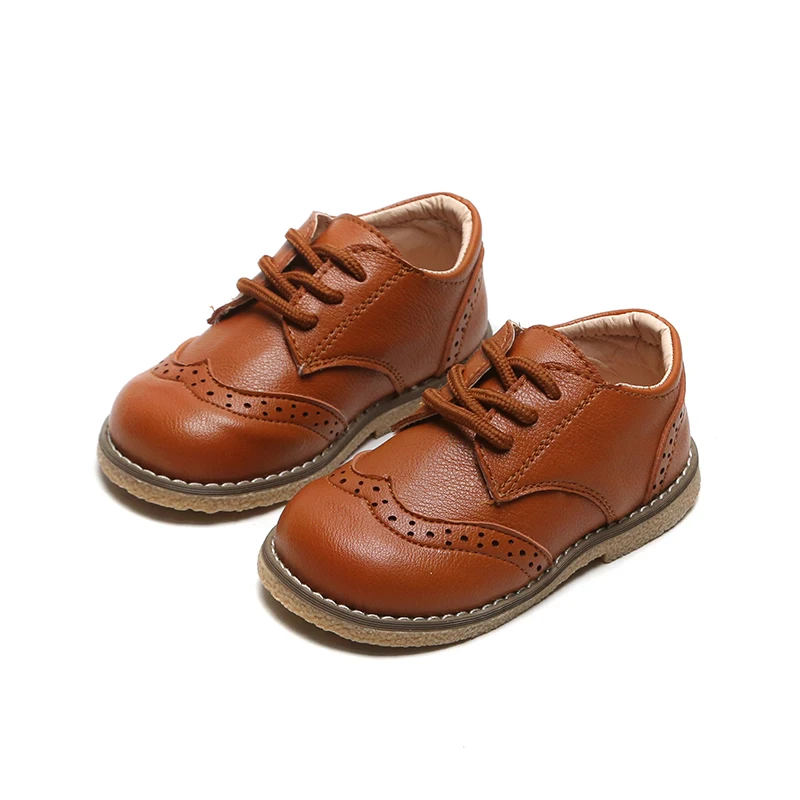 Zapatos de cuero para niños y niñas, zapatillas planas a la moda, Color sólido, para primavera, Color negro, SMG063