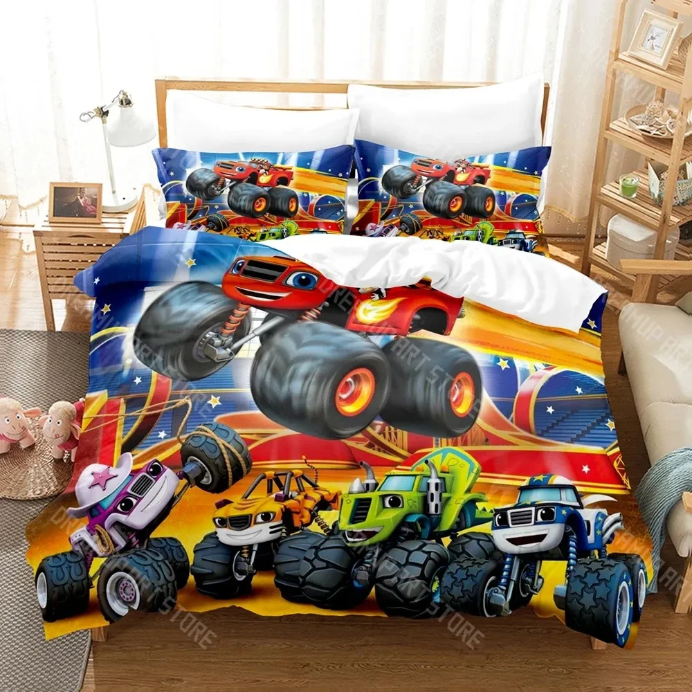 Фото Комплект постельного белья с 3D-принтом Blaze N Monster Machines для мальчиков и девочек: пододеяльник, наволочка, размеры Twin, Queen, King, Full, Single, Double №1