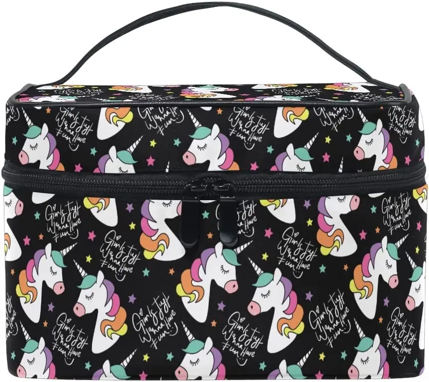 

Сумка для макияжа, дорожный органайзер для косметики с милым единорогом, косметички, сумки для туалетных принадлежностей для девушек и женщ...