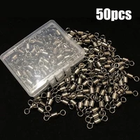 50 pcs bearing swivel fishing connector stainless steel carp fishing accessories snap fishhook lure solid ring swivel tackle