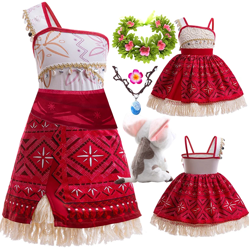 Movie Girls Moana 2 Vaiana Princess Dress Kids Cosplay Costume Children Birthday Carnival Party Outfit Stage Performance Clothes