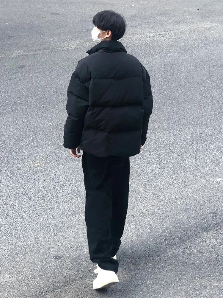 Trendy Brand Letter Print Stand Collar Cotton-Padded Coat Men's Winter Oversize Thickened Loose Hip-hop All-Match Couple look...