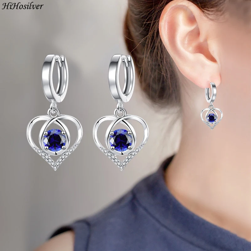 

HiHosilver 925 Silver Needle Women's Crystal Hollow Cross Heart Drop Earrings Trendy Jewelry Gift For Girl New HS0047