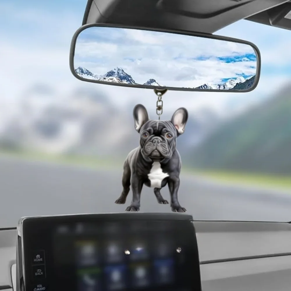 Очаровательный французский бульдог 2D акриловый кулон-брелок универсальный шарм