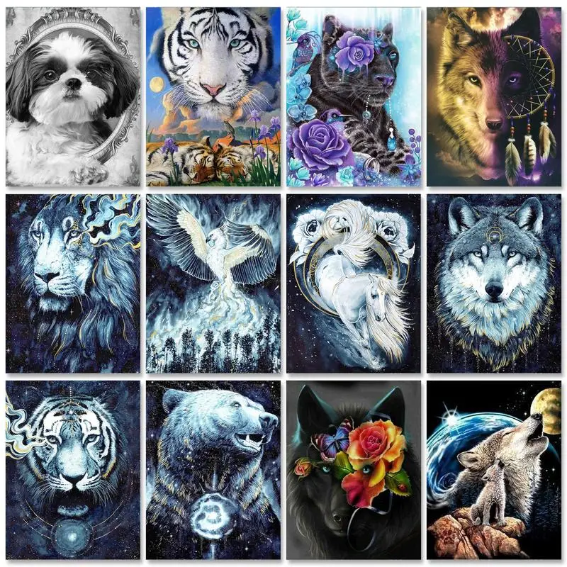 

Квадратная/круглая алмазная живопись SDOYUNO, картины «сделай сам», животные, 5D алмазная Бриллиантовая фотография, домашний декор