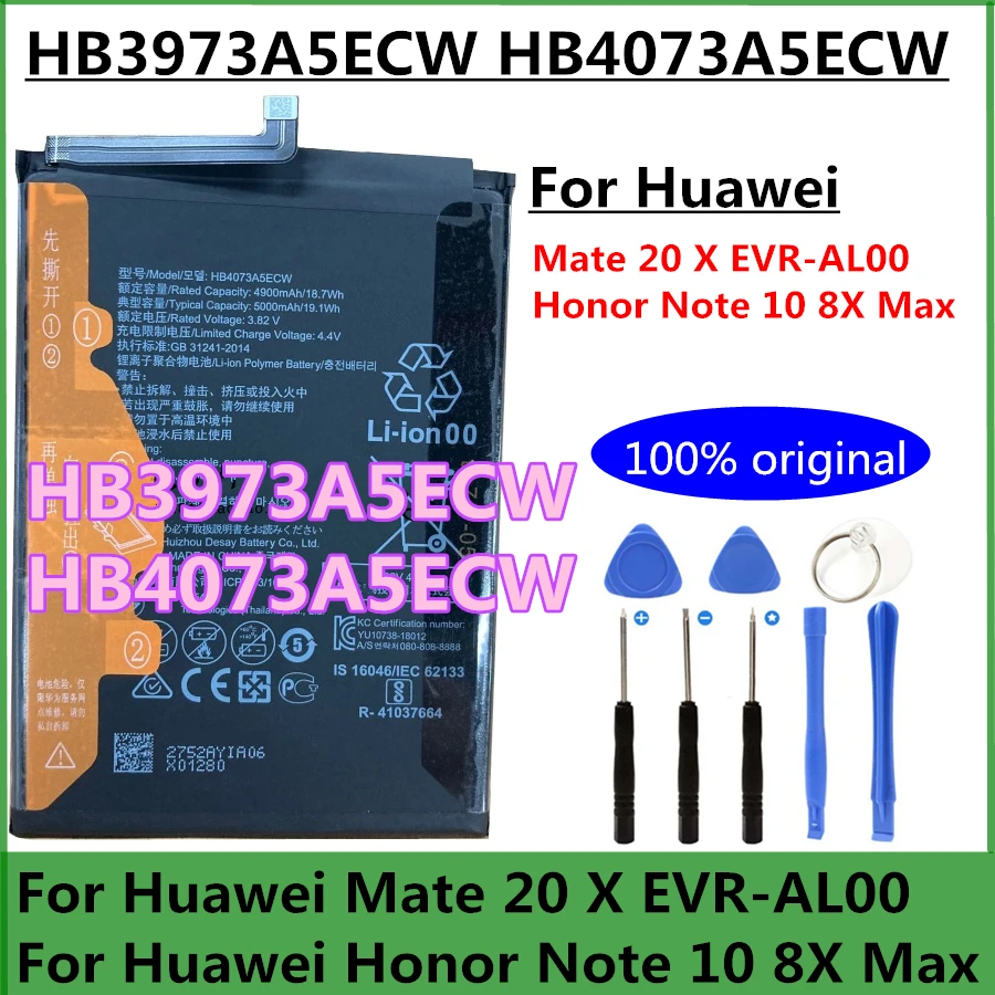 

Новый 5000mAh HB3973A5ECW HB4073A5ECW аккумулятор для смартфона Huawei Mate 20 X Mate20X 20 X EVR-AL00 / Honor Note 10 8X Max