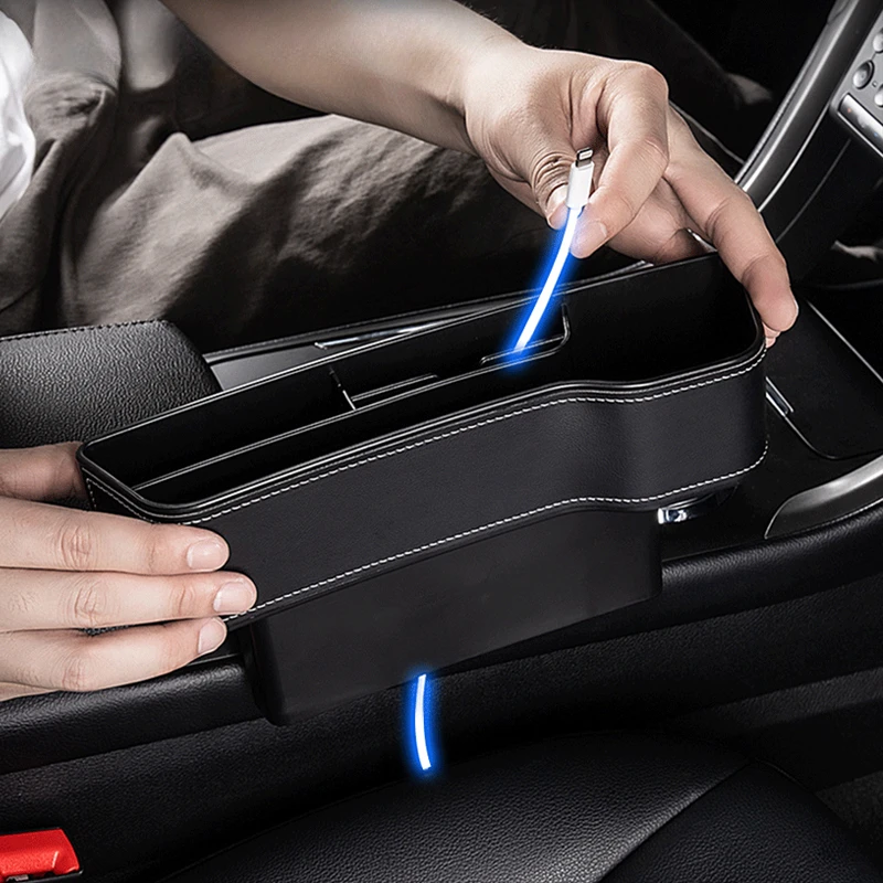 

Leather Car Seat Crevice Box Interior Auto Storage Bag Universal Seat Gap Pocket Automobiles Organizer for Key Card Phone holder
