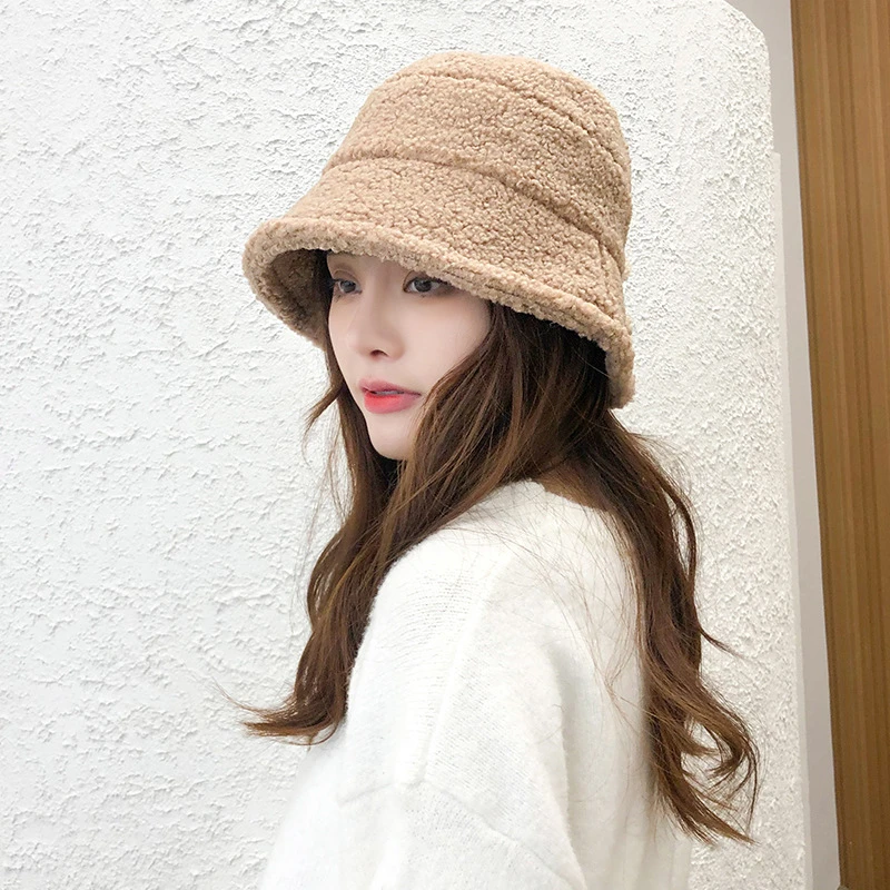 Рыбацкая Кепка зимняя Панама пушистая плюшевая теплая Женская милая 3D мягкая