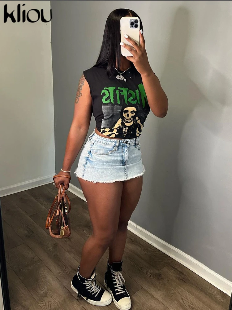 Kliou классические жилеты с принтом топы для женщин Повседневный пуловер хипстеры