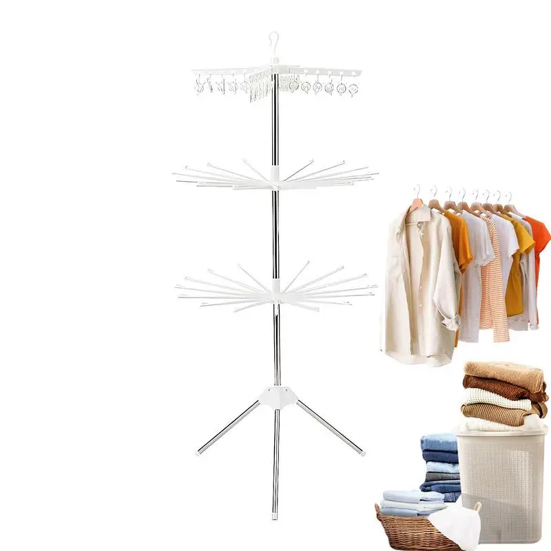 

Laundry Drying Rack 360 Rotatable Tripod Airer For Clothes Household Supplies Laundry Essential For Towels Socks Shirts Shorts