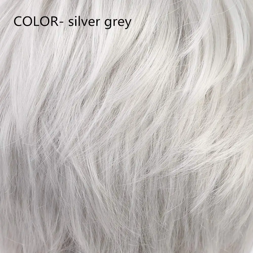 Synthetic Short Hair Wig with Bangs Gray Wig Heat Resistant Costume Party Wigs for Women Natural Hair Wig Mommy Daily Use