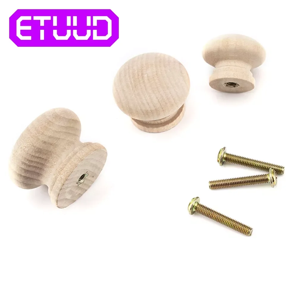 

Wood Round Pull Knobs Natural Wooden Cabinet Drawer Wardrobe Knobs For Cabinet Drawer Handle Furniture Hardware Tool