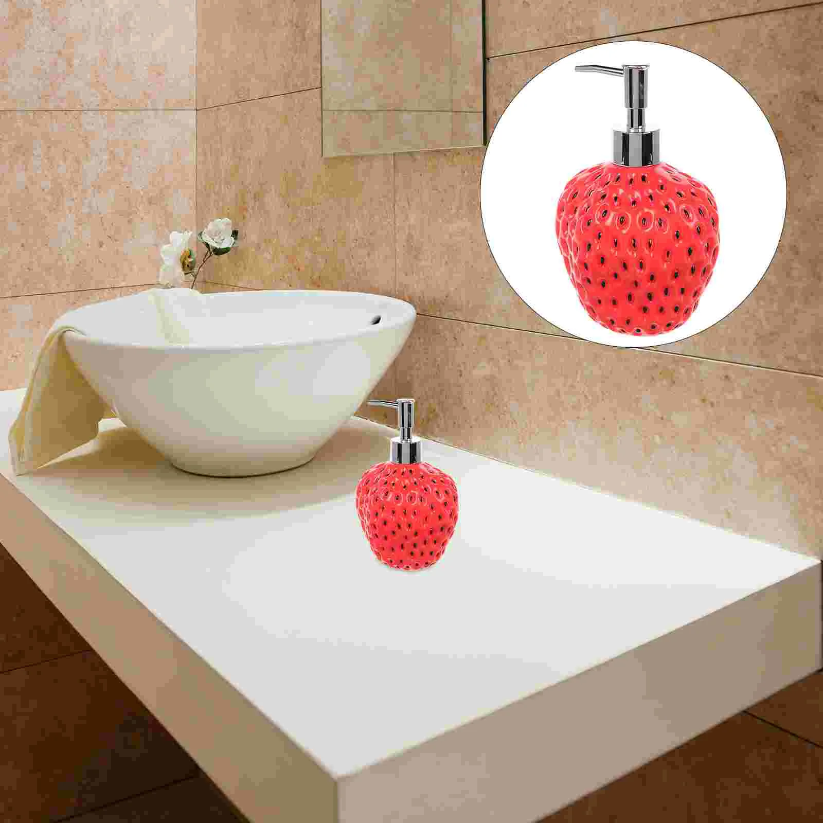 Контейнер для макияжа Клубничная бутылка рук Шампунь Стеклянная раковина ванной