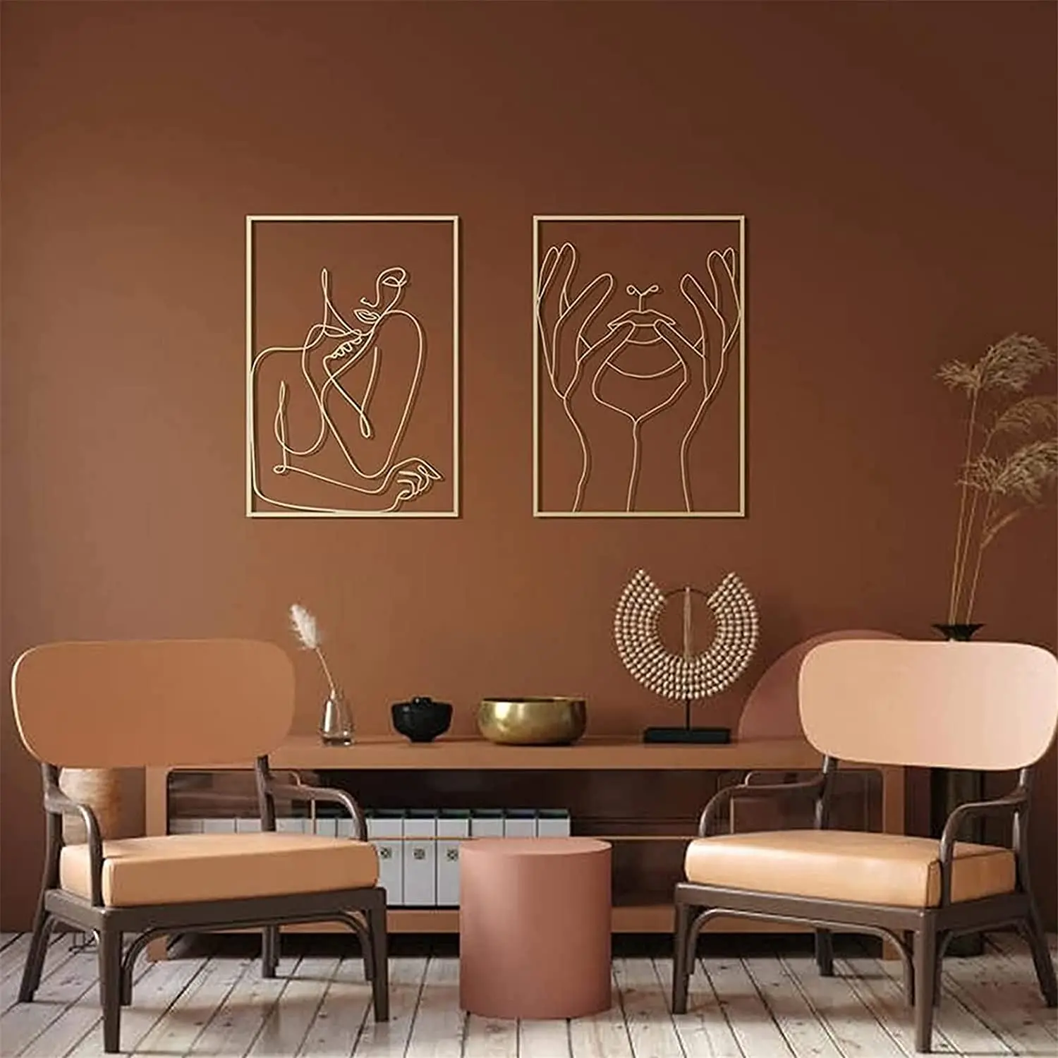 

Modern New Metal Female Line Art Ornament Gold Female Wall Decoration Modern Abstract Crafts For Home Living Room Bedroom
