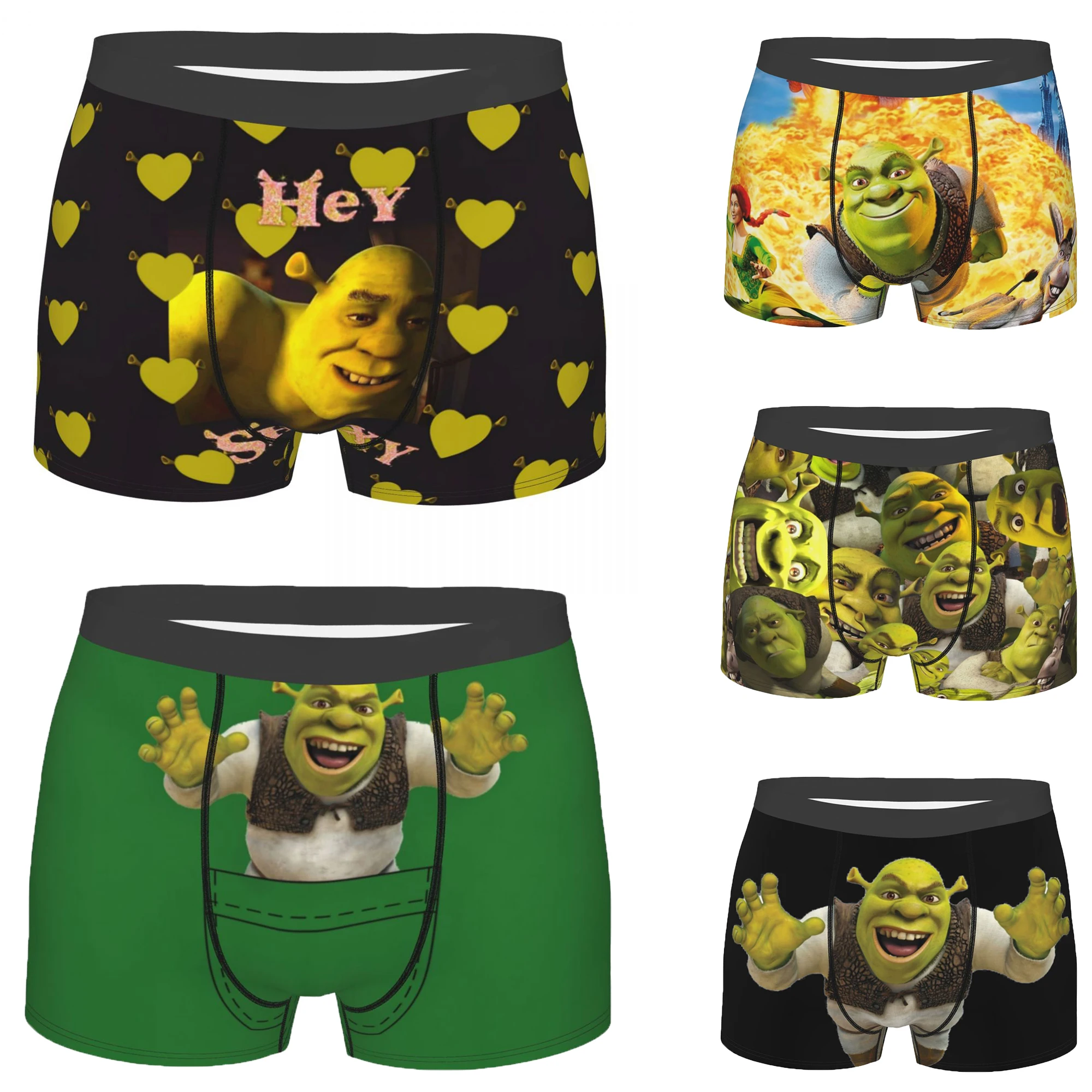 Hot Boxer Shorts Panties Men's Shrek Tie Dye Monster Cartoon Underwear Polyester Underpants for Homme Plus Size