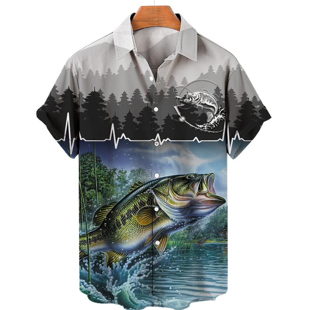 2023 Fishing 3d Shirt Hawaiian shirt Men's clothes loose breathable men's shirt summer men's shirt street casual short sleeves