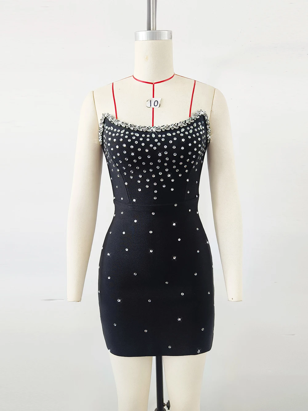 Modphy 2021 элегантное черное бандажное мини-платье без бретелек с бриллиантами