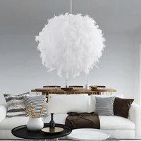 led romantic white feather ceiling lamp hanging pendant for bedroom living room decor