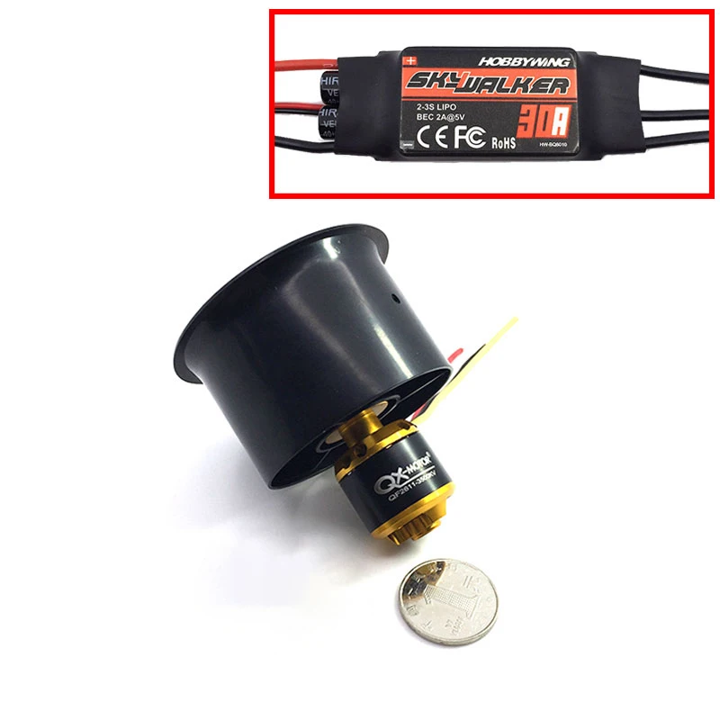 

QX-motor 55mm Ducted Fan Jet EDF 6 blade 3s 4s Motor Engine Power and 30A ESC For FMS RC Airplane Model Car Aircraft Spare Parts