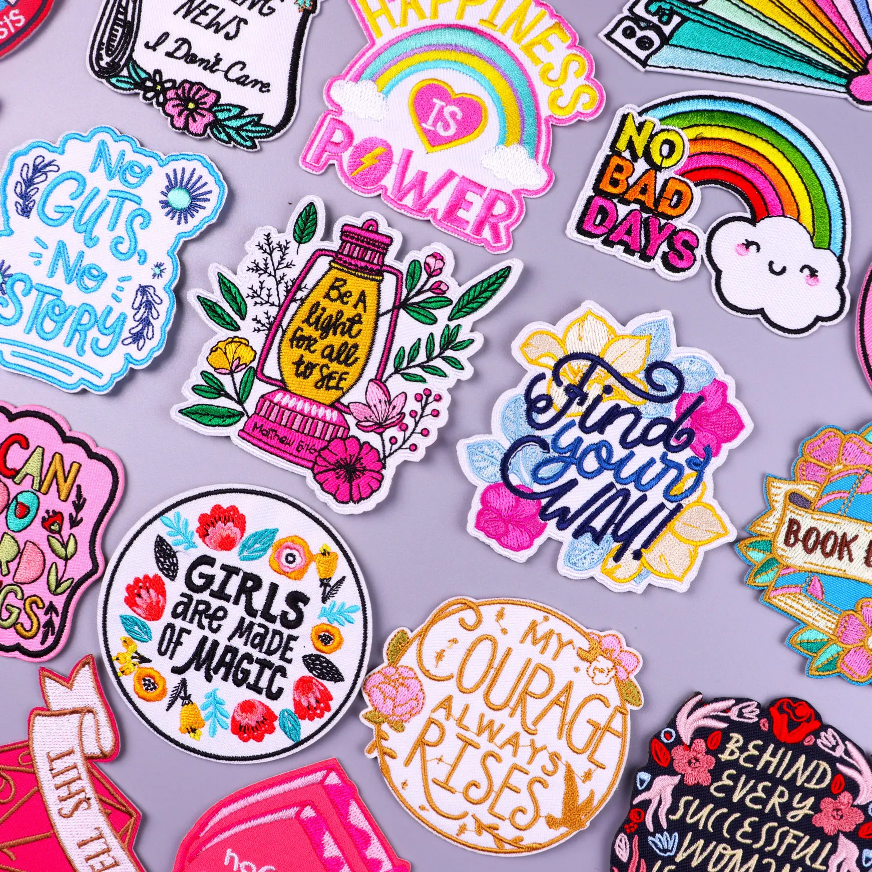 

Letters BEUNIQUE Rainbow Patch Iron On Embroidered Patches On For Clothing Thermoadhesive Patches Stickers Cartoon Flowers Decor