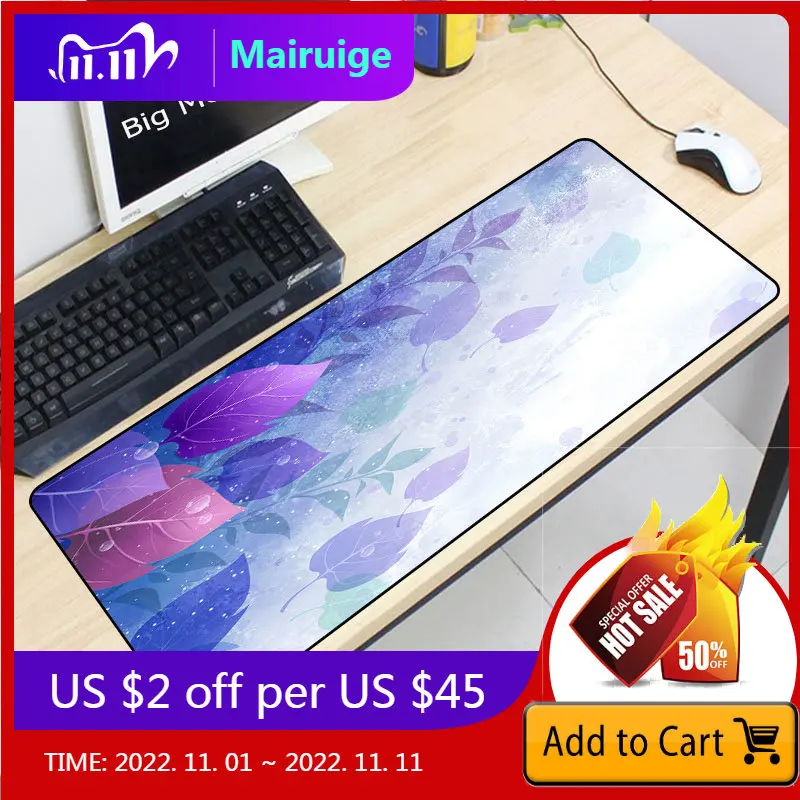 

Большой коврик для мыши Mairuige с зелеными листьями, удобный мягкий резиновый коврик для мыши, игровой коврик для компьютерного стола, коврик д...