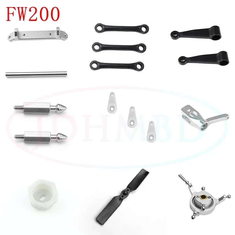 FW200 RC Helicopter Spare parts Main gear Rotor Housing Control Arm Set shaft Feathering Shaft